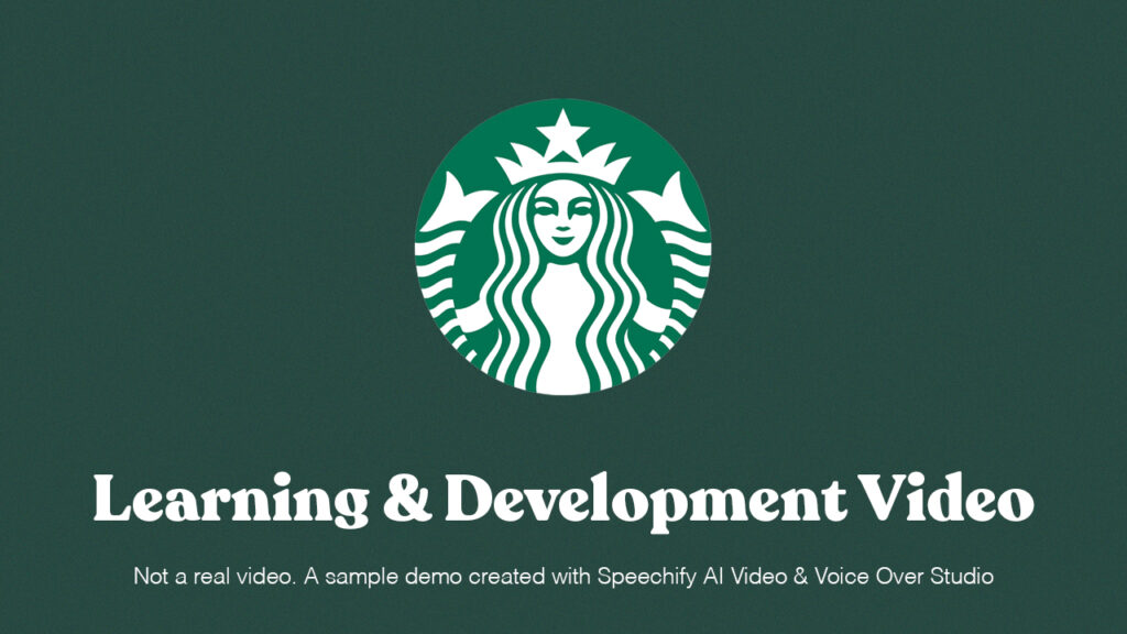 Learning and Development Video. Starbucks Example. Created with AI